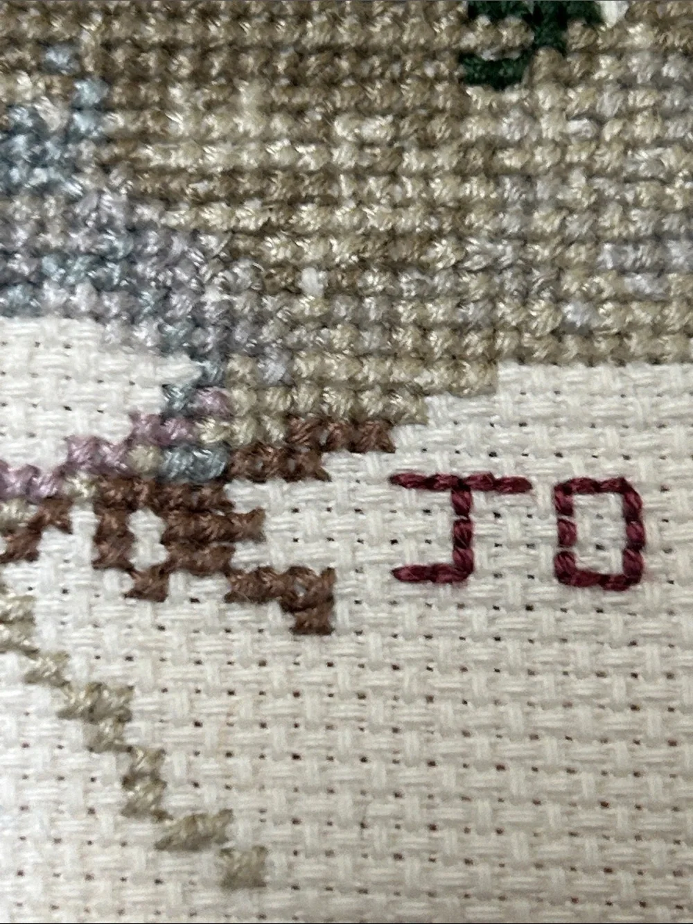 Vintage-Inspired Green and Red Needlepoint Wall Art